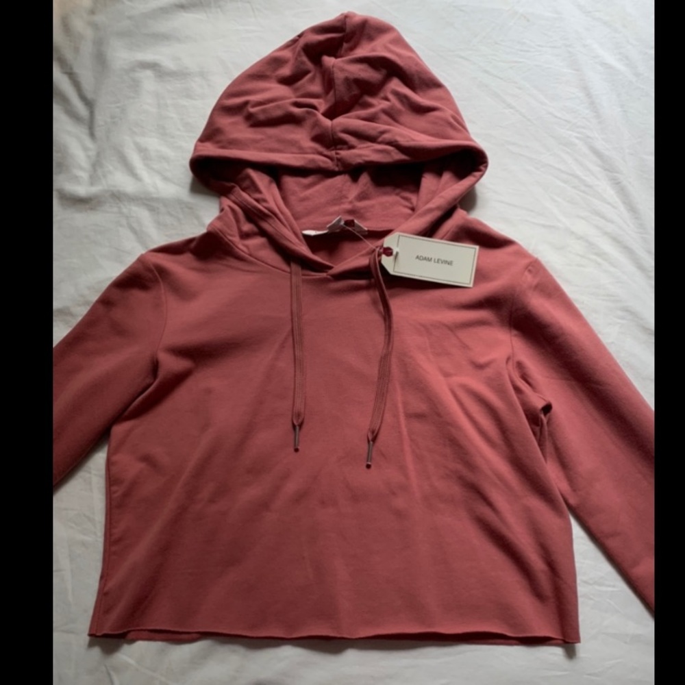 rose colored cropped hoodie